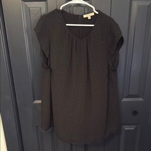 Relaxed Black Cap Sleeve Blouse